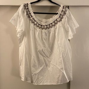 Old navy nwt new white blouse top with brown tan switching size xxl tall